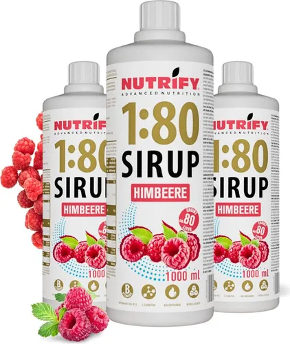 NUTRIFY Vital Drink Sirup 1:80 Himbeere - Kalorienarm und vegan - Energy & Fitness Drinks: Kalorienarmer Sirup mit Vitaminen und L-Carnitin, ideal für Fitnessstudio und Muskelgesundheit.