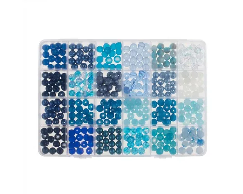 Glorex Streudeko GLOREX Glasperlen Schmuckset blau 360 Teile