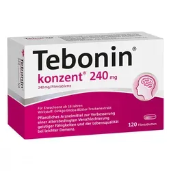 Tebonin konzent 240mg - Arzneimittel zur Unterstützung der Gedächtnisleistung bei älteren Menschen, mit hochwertigem Ginkgo-Extrakt für bessere Konzentration und geistige Fitness.