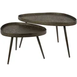 Couchtisch 2er-Set Routon - Dreieckig mit bronzefarbenem Metallic-Finish - Elegantes Couchtisch 2er-Set im modernen Dreieck-Design. Ideal für stilvolle Wohnräume, bietet es Platz für Snacks und Dekoration und setzt einen einzigartigen Akzent.