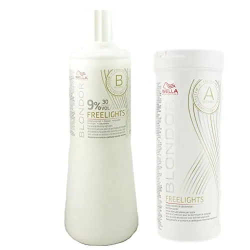 Wella Blondor Freelights Oxyd 9% - 1000 ml + 400g Blondor Freelights Creme, neutral, Cremebasiert, für alle Haartypen