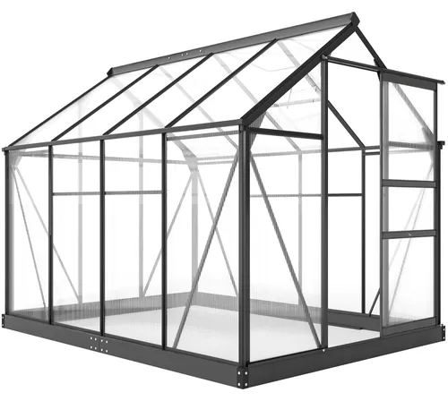 Aluminium Gewächshaus Treibhaus mit Dachfenster 190 x 252 cm