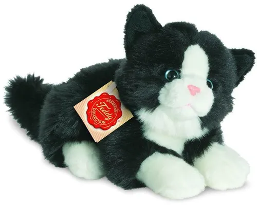 Produktbild Teddy Hermann Kuscheltier Katze liegend schwarz weiß