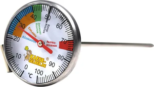 Edelstahl Thermometer PREMIUM PLUS 0 - 100 °C (für Käse, Joghurt, Quark)
