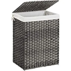 SONGMICS Wäschekorb 90L, faltbar und mit Griffen - Wäschekorb in Grau, ideal für große Wäschemengen, faltbar und mit herausnehmbarem Wäschesack für einfache Handhabung.