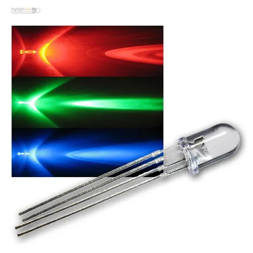 RGB LEDs 4-polig, rot grün blau LED steuerbar, multicolor RGBs, 4-Pin, 3-Chip 25