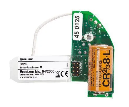 Busch-Jaeger 6828 Busch-Rauchalarm RF Funkmodul - Funkmodul für drahtlose Vernetzung, bis zu 20 Teilnehmer, VdS geprüft und langlebige Lithiumbatterie