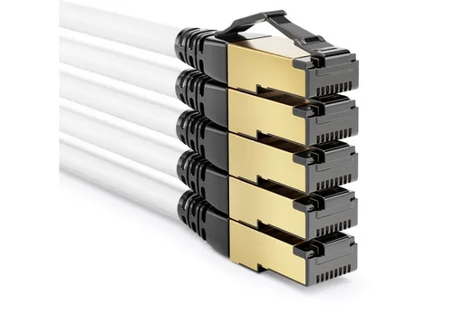 deleyCON 5x 0,5m CAT8.1 Patchkabel S FTP PIMF - 2000MHz, 40Gbit RJ45 LAN-Kabel für ultraschnelle Netzwerkverbindungen