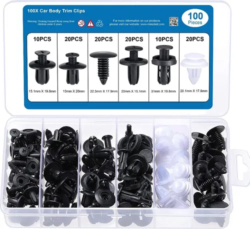 MMOBIEL 100-teiliges Clip-Set für Befestigungsnieten für Auto-Verkleidung, Stoßstangen