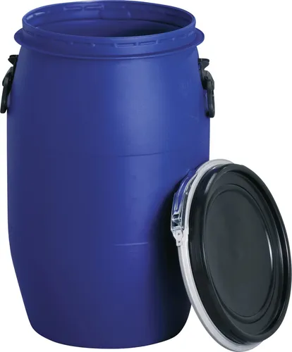 Weithalsfass 120l PE blau - GRAF - Bewässerung: Robustes und lebensmittelechtes Weithalsfass mit staubdichtem Deckel, ideal für vielfältige Anwendungen und UN-zugelassen.