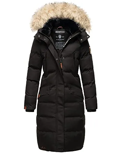 MARIKOO Damen Winterjacke Stepp Parka Schneesternchen - Funktionsjacke, warm gefüttert mit abnehmbarem Kunstpelzkragen, ideal für kalte Tage und sorgt für hohen Tragekomfort und modernen Look.