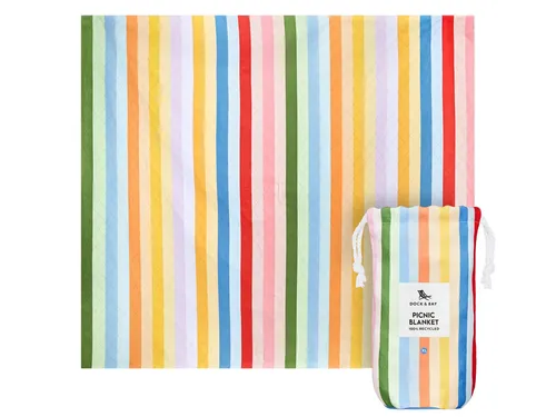 Dock & Bay Picnic Blanket XL Candy Stripes 240x170cm - Strandtuch für Picknick & Outdoor, wasserabweisend und aus 100% recycelten Materialien, ideal für Familie und Freunde.