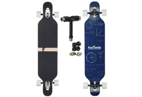 Flex2 Camber Longboard bis 84kg - FunTomia - Longboard aus mehrschichtigem Ahornholz, ideal für Cruising und Tricks. Mit symmetrischem Camber für verbesserten Schwung und Kontrolle, perfekt für Fahrer bis 84kg.