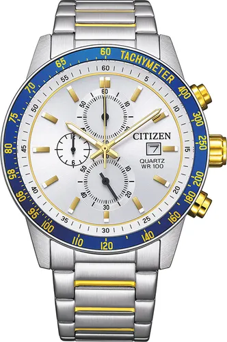Citizen AN3686-53A Herrenuhr - Sportlicher Quarz Chronograph mit 10ATM - Chronographen - Diese elegante Herrenuhr kombiniert Funktionalität mit Stil: Wasserdicht bis 10ATM, mit Stoppuhr und Tachymeter für präzise Zeitmessung.
