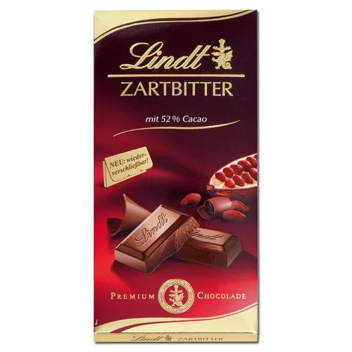 Lindt Zartbitterschokolade 52% Kakaoanteil, 100 g in braun von Lindt