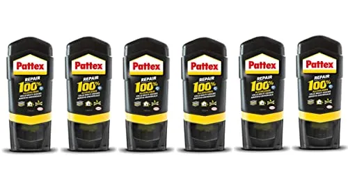 Pattex Repair 100% Alleskleber, starker Kleber für den Innen- und Außenbereich, Klebstoff zur Reparatur für verschiedene Materialien, 6x50g Transparent