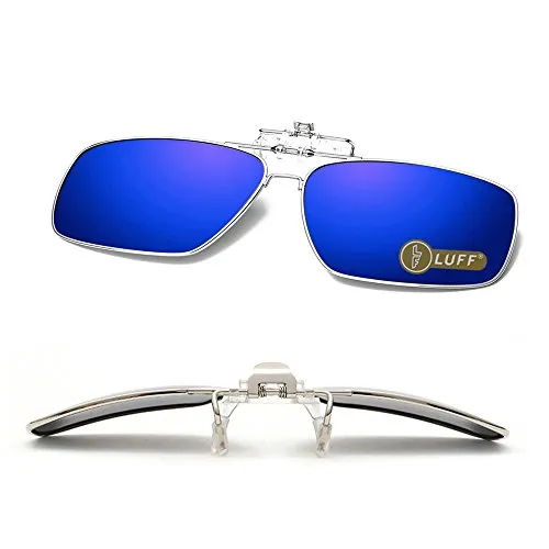 LUFF Polarisierte Sonnenbrille mit Clip-on Sonnenbrille für Herren/Damen mit Flip-Up polarisierte Sonnenbrille passt über Brillen/Leser/Outdoor Sports ... (Blau)