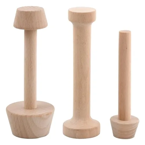 Wisebom 3 Stück Tortenstampfer-Set aus Holz, Doppelseitiges Eiertörtchen-Tamper-Gebäckwerkzeug Törtchen-Stößel Moka DIY-Kuchengebäckwerkzeug für Mini-Eiertörtchen, Käsekuchen, Dessertbacken