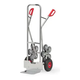 Fetra Alu-Treppenkarre AK 1327 - 200kg Tragkraft - Sackkarre mit Luftbereifung für sicheren Transport, ideal für schwere Lasten bis 200kg. Made in Germany, mit austauschbarer Alublechschaufel und 10 Jahre Garantie.