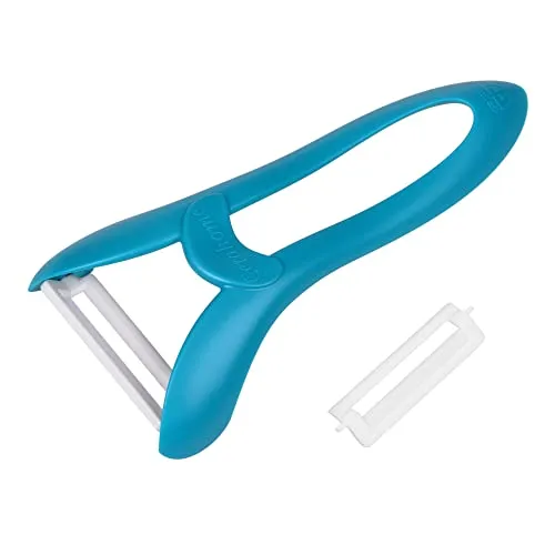 GRÄWE Keramik-Sparschäler Cerahome, inkl. Ersatzklinge, Schäler für Obst, Gemüse, Kartoffeln, türkiser Griff