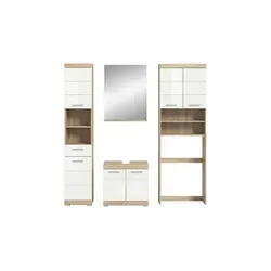 xonox 4-tlg. Badezimmermöbel Bad Lambada - Badmöbelset für Erwachsene mit 10 Regalfächern und 2 Schubladen. Hochwertige Verarbeitung und viel Stauraum in modernem Design, ideal für Ihr Badezimmer.