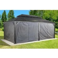 Sojag Vorhang-Set Messina, Dunkelgrau - Ideal für Ihren Pavillon - Zubehör für Pavillons: Schützen Sie sich vor neugierigen Blicken mit diesem robusten, wasserdichten und UV-beständigen Vorhang-Set, das eine einfache Montage dank beiliegender Clips ermöglicht.