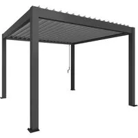 Biohort Pergola 3,5 x 3,5 - Elegante Terrassenüberdachung - Pavillons mit individuell verstellbaren Metall-Lamellen für optimales Wohlfühl-Klima und 20 Jahre Garantie gegen Korrosion.