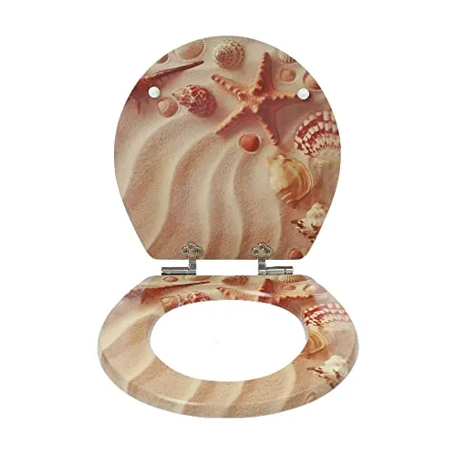 SINOBATH Wc Sitz Mit Absenkautomatik,Hochwertige Toilettendeckel aus Holz, Viele bunte Motive(Muschel)