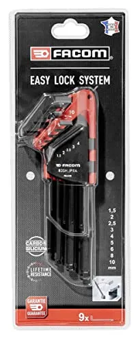 Produktbild Facom Set mit 9 Sechskantschlüsseln mit Kugelkopf – metrische Skala – robustes und langlebiges Material – Handwerkzeug 83Sh.Jp9Bpb