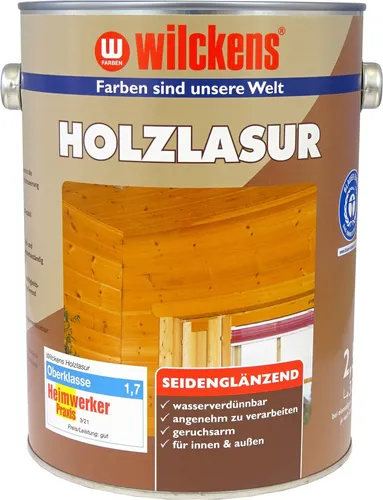 Wilckens Holzlasur LF 2,5 l Mahagoni – UV-beständiger Langzeitschutz - Holzlasur für Innen und Außen, wasserverdünnbar und feuchtigkeitsregulierend. Schützt Holzoberflächen vor Witterungseinflüssen und betont die natürliche Maserung. Ideal für alle Holzarten.