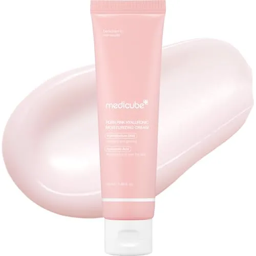 Medicube PDRN Pink Hyaluronic Moisturizing Cream 50ml - Gesichtspflege mit 1% Lachs-PDRN und 10-Schichten Hyaluronsäurekomplex für intensive Feuchtigkeit, stärkt die Hautbarriere und reduziert Pigmentierungen.