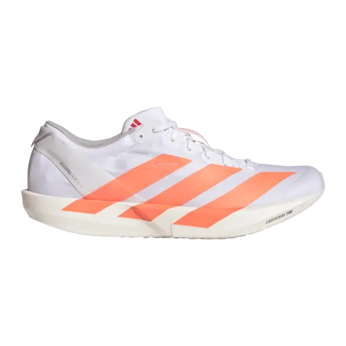 adidas Adizero Adios 9 Wettkampfschuh Herren – Weiß/Rot, Größe 45 1/3 - Ultraleichter Wettkampfschuh für maximale Geschwindigkeit. Mit reaktionsfreudiger Dämpfung und sicherem Grip – ideal für Wettkämpfe und schnelles Training.