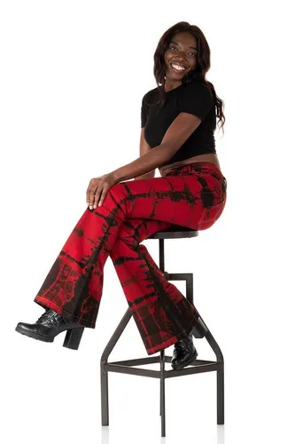 Comycom Schlaghose Damen Batik schwarz rot