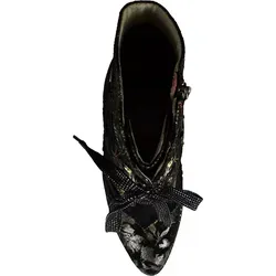 Laura Vita Damen Stiefelette Oanelo 03 mit floralem Design und Metallic-Glanz, Größe: 38 EU, Farbe: Schwarz - Modische Stiefelette mit einzigartigem Blumenmuster und schimmerndem Metallic-Glanz. Ideal für selbstbewusste Frauen, die Qualität und Stil schätzen. Perfekt für den Alltag und besondere Anlässe.