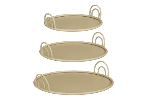 Mica Decorations Dekotablett Set – 3 praktische Tabletts mit Griffen in Beige - Entdecke das stilvolle 3er-Set von Mica Decorations. Diese vielseitigen Tabletts sind ideal zum Servieren und Dekorieren und bringen Eleganz in jeden Raum.