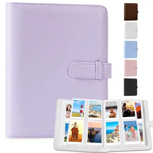 DUNSOO Fotoalbum, 256 Pockets für Instax Mini Fotoalbum, Polaroid Album Mit Fujifilm Instax Mini Film/Polaroid Zink Fotopapier/Kodak Zink Fotopapier, Max Passt Fujifilm 95x63mm (Violett)