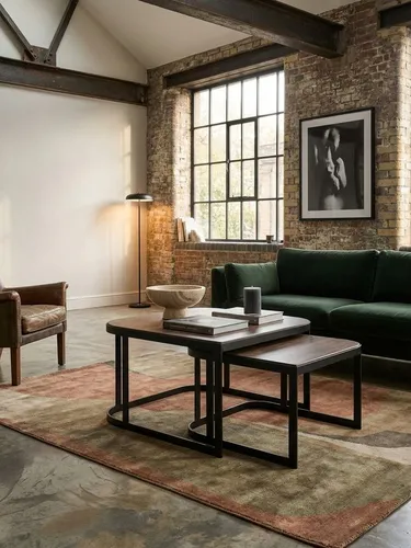 KADIMA DESIGN Couchtisch 2er Set aus Mango Massivholz und Metall - Couchtische im Industrial Style, handgefertigte Unikate aus dunkelbraunem Mango Massivholz mit stabilen schwarzen Metallbeinen, platzsparend ineinanderschiebbar.