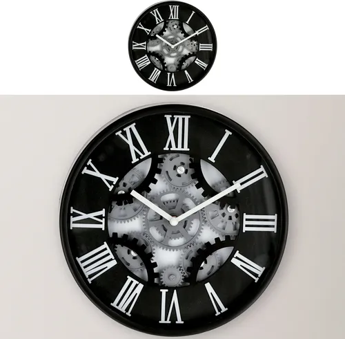 CEPEWA Wanduhr Zahnrad schwarz Ø30x5,5cm – Stilvoller Blickfang