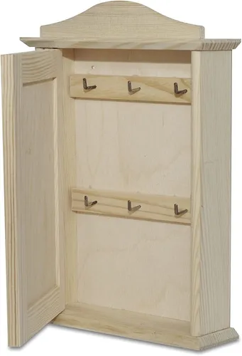 Creative Deco Schlüsselkasten Holz mit 6 Haken | 20 x 6 x 29,5 cm
