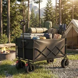 SONGMICS Faltbarer Bollerwagen 200 L, Outdoor Handwagen mit 4 Rollen - Großer Stauraum für Ausflüge: Praktisch für Einkäufe oder Freizeitaktivitäten. Einfach zusammenklappbar für platzsparende Aufbewahrung. Robuste, abnehmbare Räder meistern jedes Terrain und erleichtern die Reinigung.