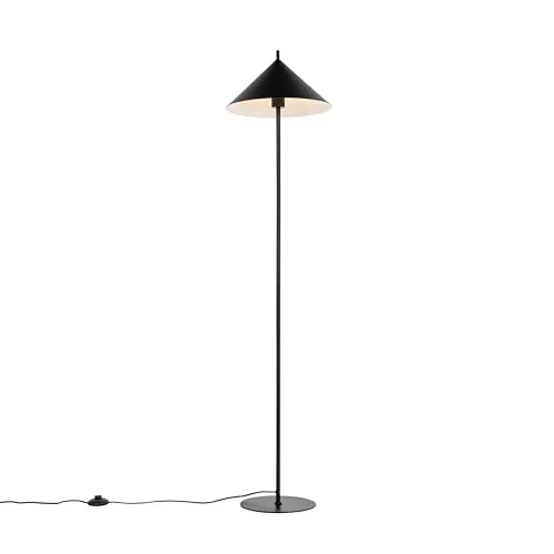 Qazqa Design-Stehleuchte Triangolo - Elegante Lampe in Schwarz - Standleuchte aus Stahl für Wohnzimmer und Schlafzimmer, dimmbar (Dimmer nicht enthalten), elegante Dreiecksform, ideal für stilvolle Innenbeleuchtung.