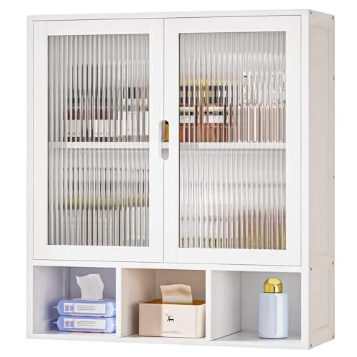 Yorbay Badezimmerschrank Hängend mit 2 Milchglastüren