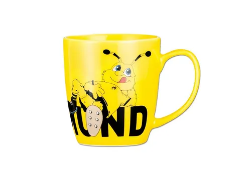 BVB MERCHANDISING Tasse Emma, Steingut - Kaffeebecher mit 0,2 L Fassungsvermögen, auffälligem BVB-Logo und großem Dortmund-Schriftzug. Perfekt für jeden BVB-Fan, um den Morgen mit einem leckeren Getränk zu starten!
