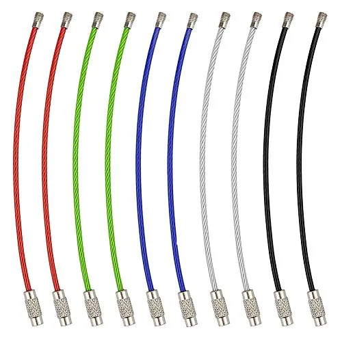 QiGui 30 Stück Schlüsselanhänger Stahldraht Keychain Kabel Schlangenkette Schluesselring Spiraldraht für hängende Gepäck Tag ID Tag Wächter 5 Farbe 2mm