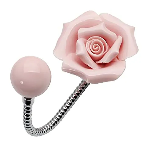 MOROBOR Rosa Blume Keramik Wand Kleiderhaken 3D Rosenform Chrom Dekorative Robe Haken Schal Tasche Handtuch Hut für Küche Bad Büro