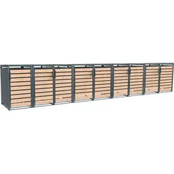 WESTMANN Mülltonnenbox Lacina (1 St) - Mülltonnenbox für 9x240 L, robust aus pulverbeschichtetem Stahl in Anthrazit/Holzoptik. Praktisches Design mit Gasdruckfedern für sicheres Befüllen und Schutz vor Sonne und Gerüchen.