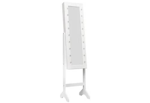 COSTWAY Schmuckschrank stehend, mit LED und Spiegel,neigbar, 35×31,5x145cm