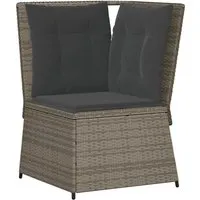 Garten-Ecksofa Grau aus PE-Rattan, 67x95 cm, modulare Gartenmöbel