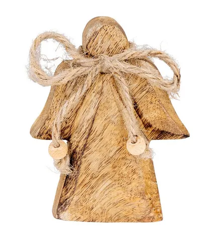 Levandeo® Engelfigur, Engelfigur H10cm Mangoholz Natur Glücksbringer Tischdeko Schutzengel