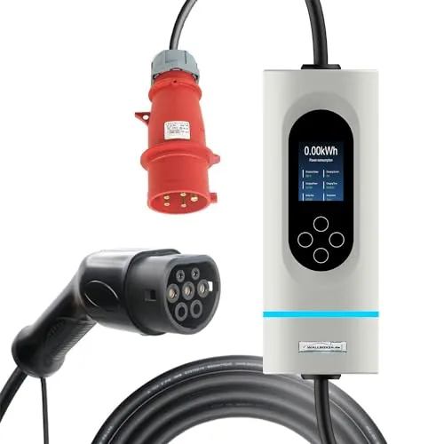 Wallbox24 Ladegerät tragbar 3 Phasig CEE 400V 11kW 16A Typ 2 5 Meter einstellbar